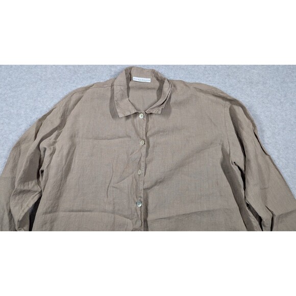Bryn Walker Women Top Large 100% Linen Tunic Button Up Minimalist Lagenlook - Picture 2 of 14
